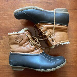 Sperry Shearling Duck Rain Boots, Women's 9.5, Insulated Rain Boots, Leather